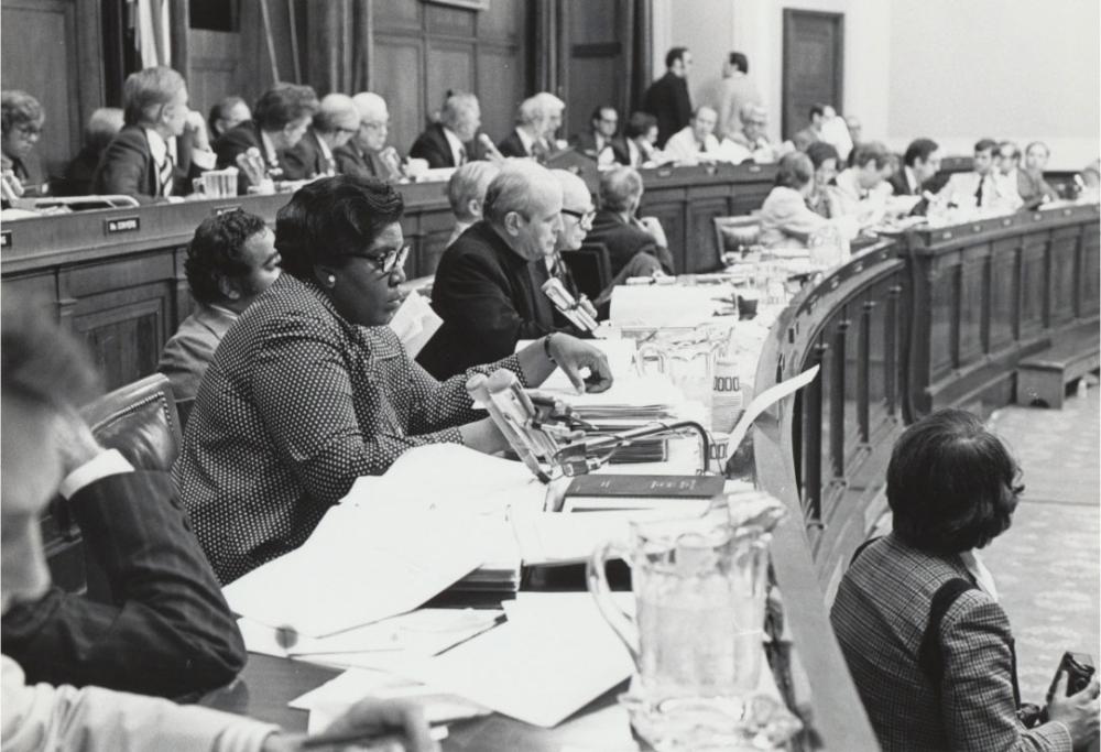 Barbara Jordan of Texas sat on the House Judiciary Committee as a freshman during the Watergate hearings.