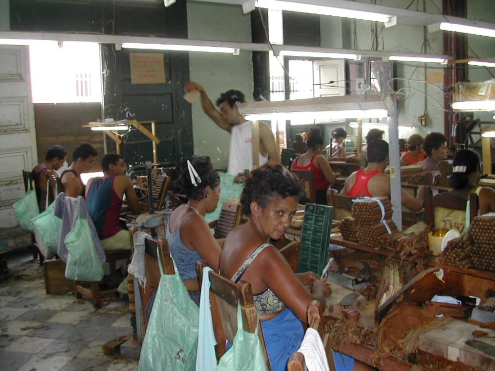 People at work in a cigar factory in Trinidad, Cuba