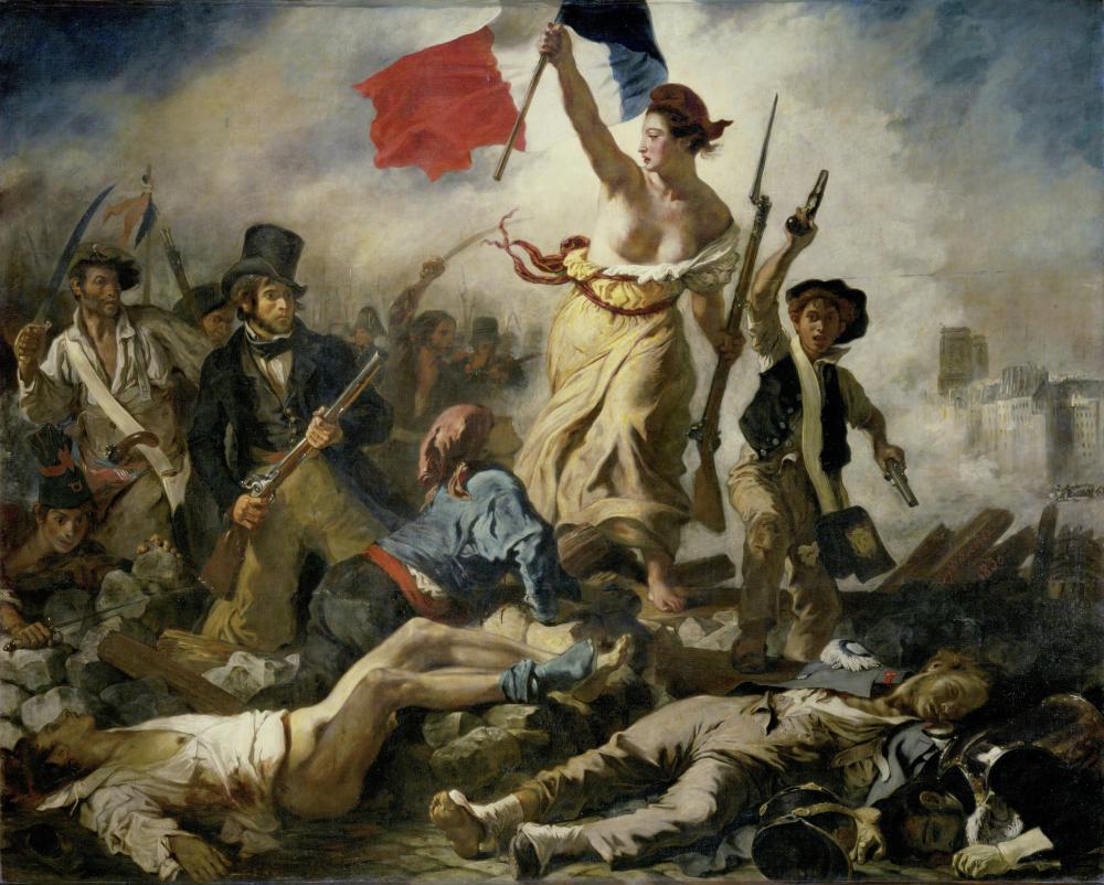 A famous painting of Eugène Delacrois depicts Liberty leading the people in the second French Revolution of July 1830.