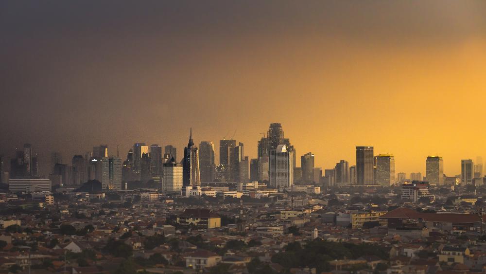 Jakarta at 5.40pm before evening and sunset