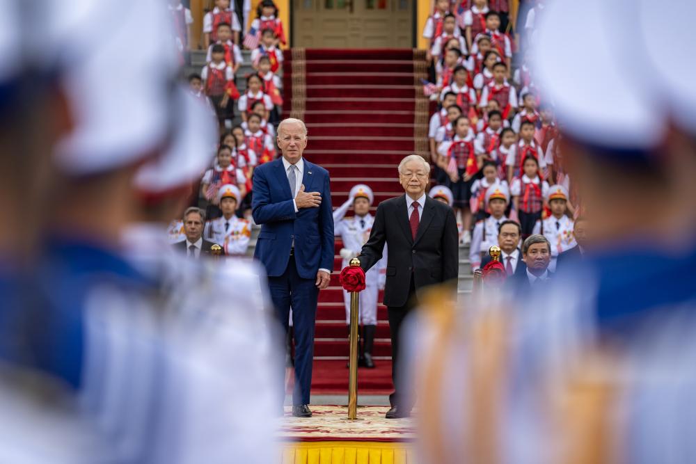 Joe Biden and Nguyễn Phú Trọng in Vietnam in September 2023