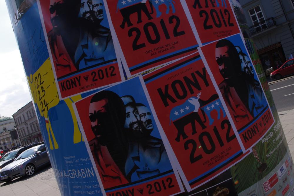 Posters of the documentary Kony 2012 in Warsaw