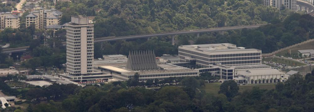 Malaysian Houses of Parliament view from Kuala Lumpur Tower in 2023.