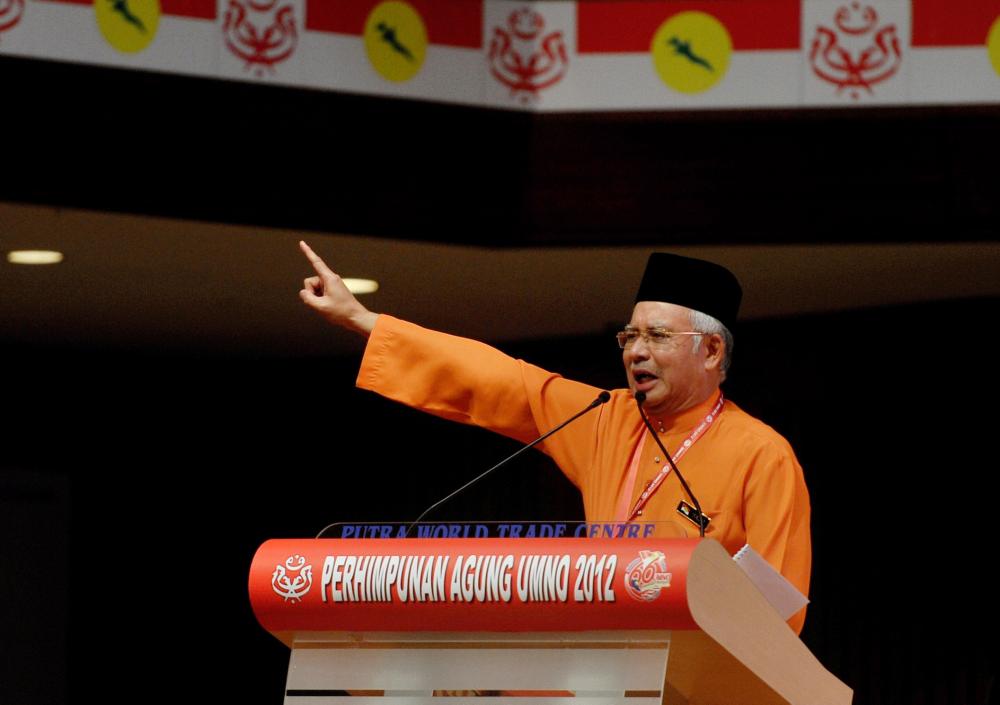 Najib Razak speaking in 2012