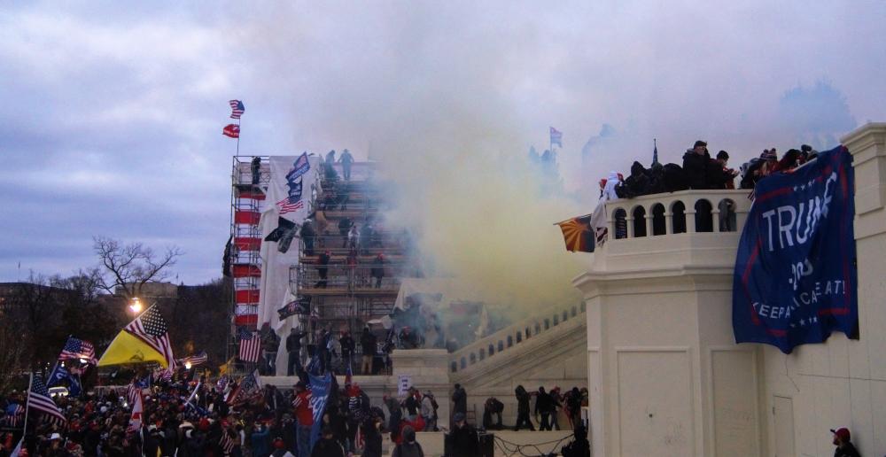 Tear gas outside the United States Capitol on 6 January 2021