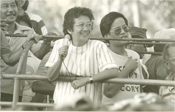 Corazon Aquino and Noynoy Aquino