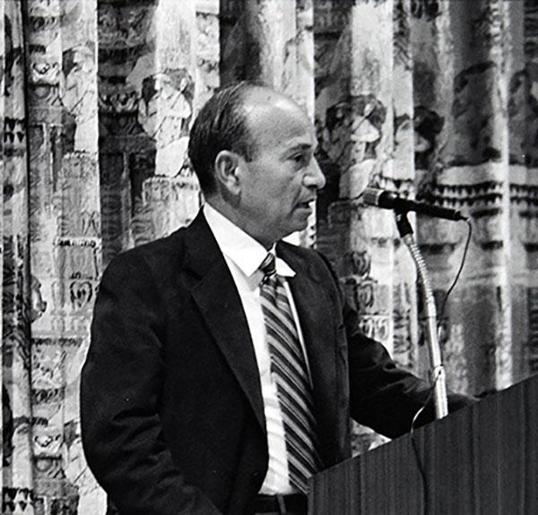 Ezra Solomon speaking at Georgia Tech, 1979